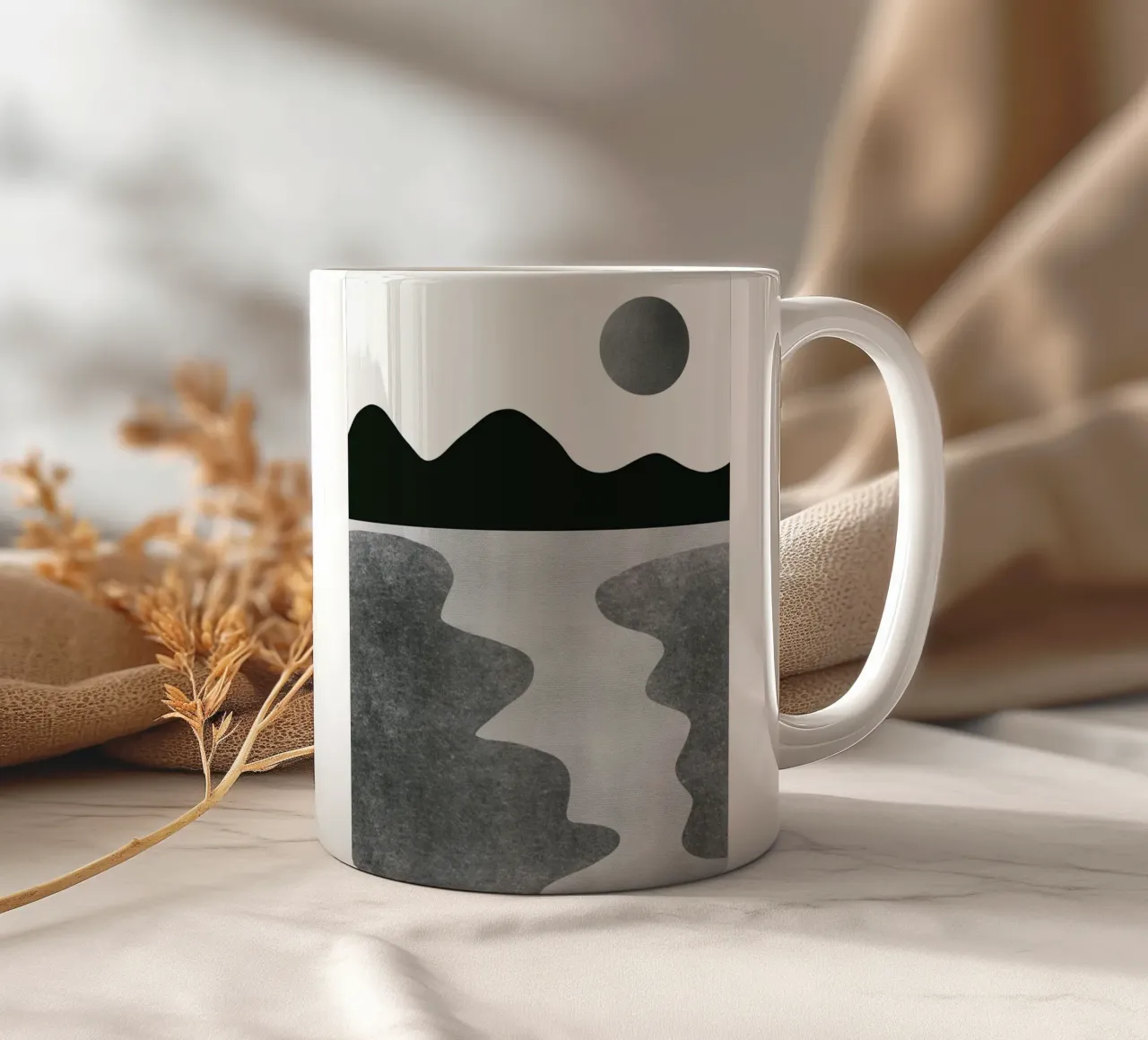 Paesaggio monocromatico 17 tazza in ceramica da Little Dean