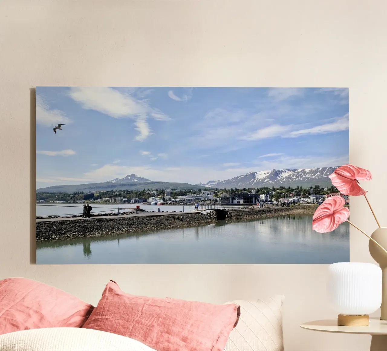Akureyri, IJsland, motief 2 canvas met Baklijst van ZAMART - Fotografie