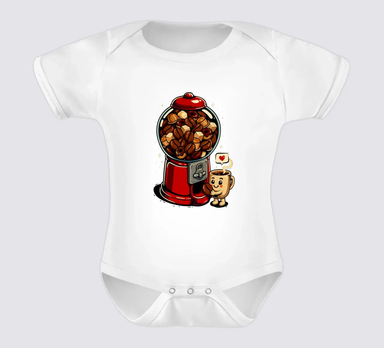 Gumball Coffee short-sleeve baby romper by LM2KONE