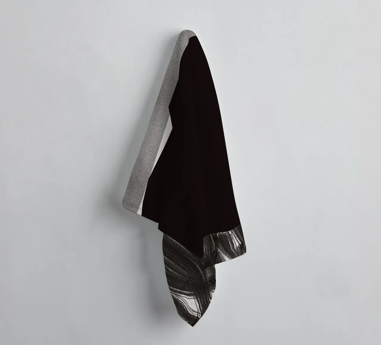 Black bold abstract 06 towel by Little Dean