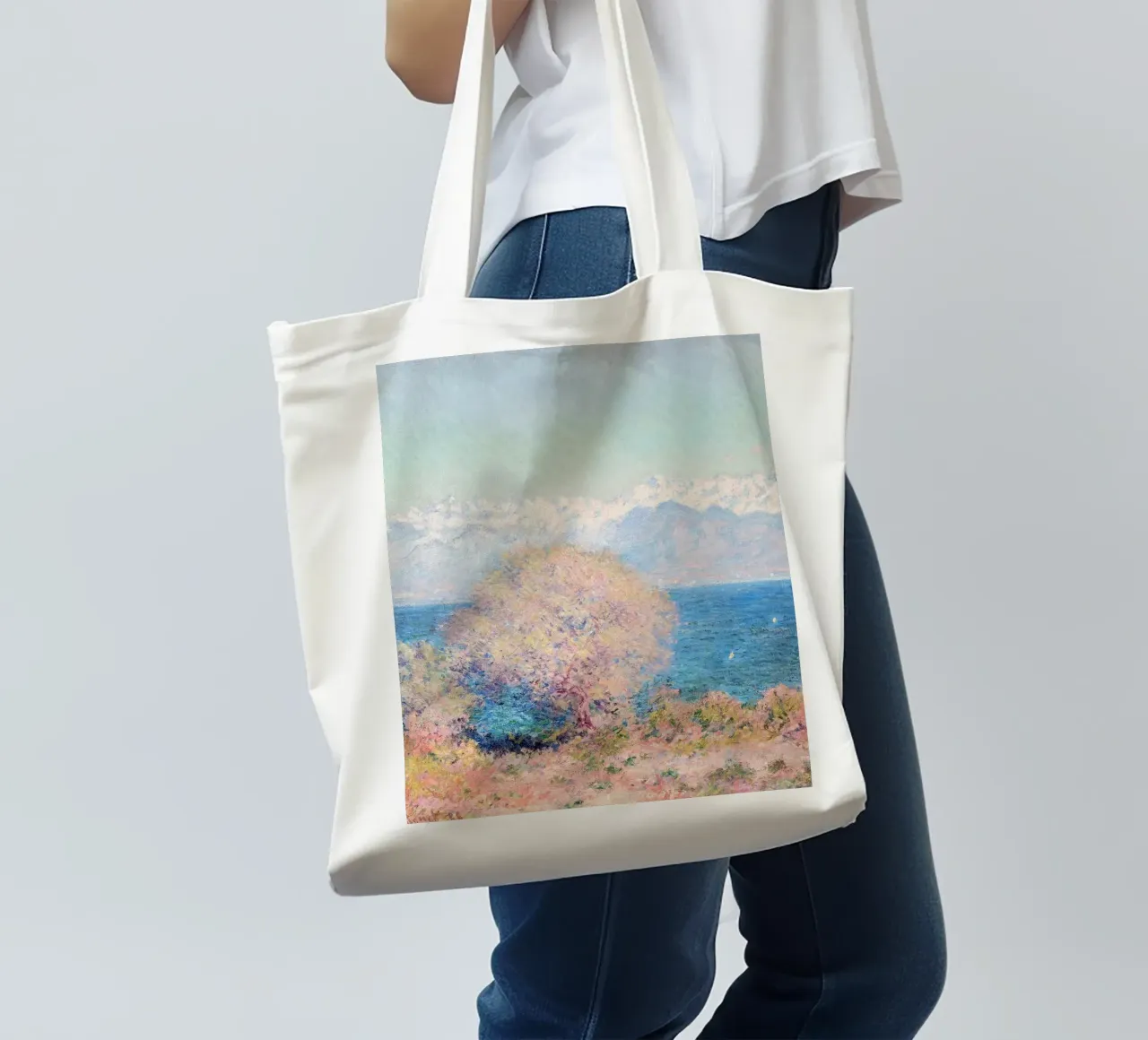 View of Cap d'Antibes Claude Monet borsa in juta da apoloprints