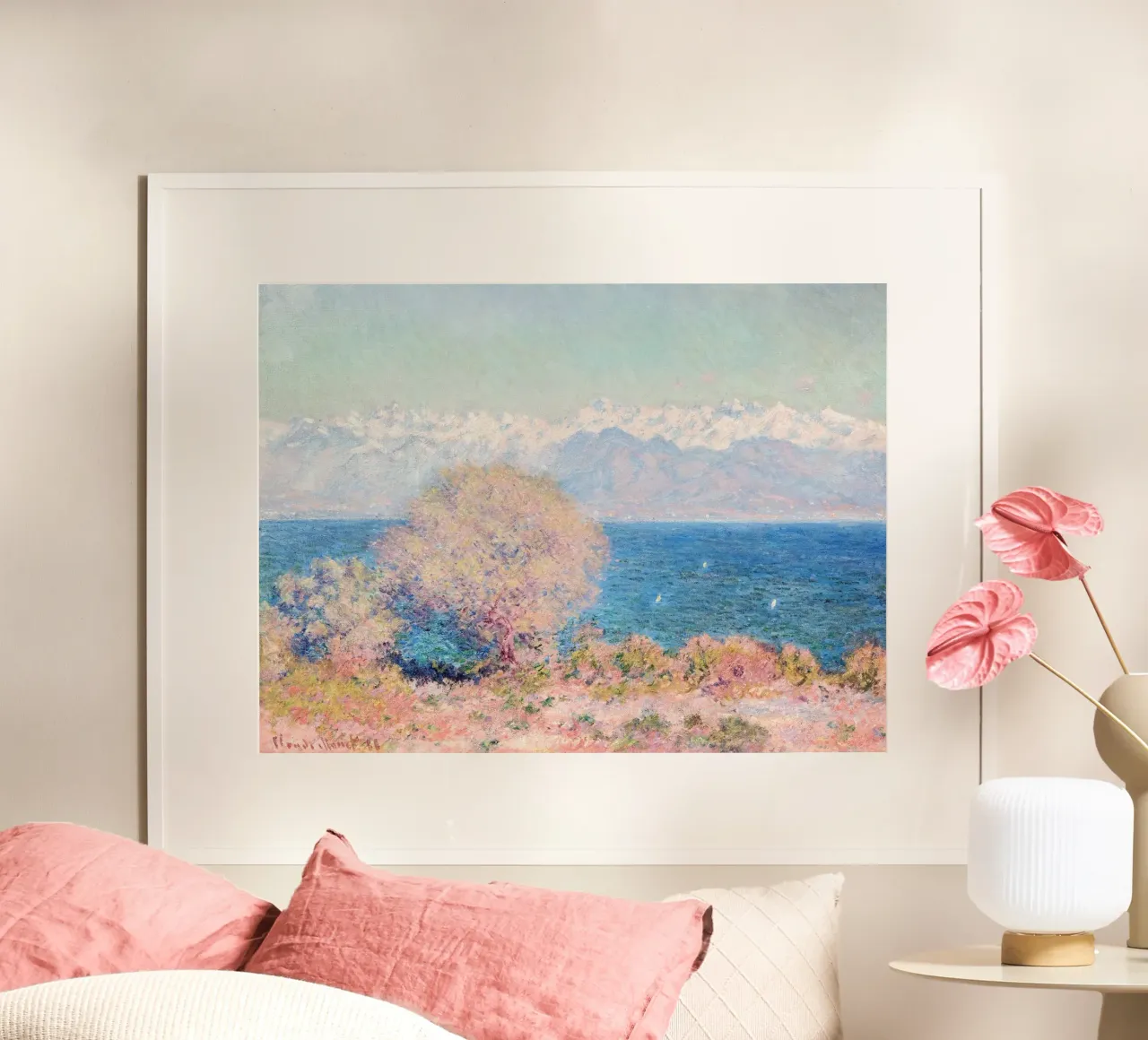 View of Cap d'Antibes Claude Monet poster con telaio in legno da apoloprints