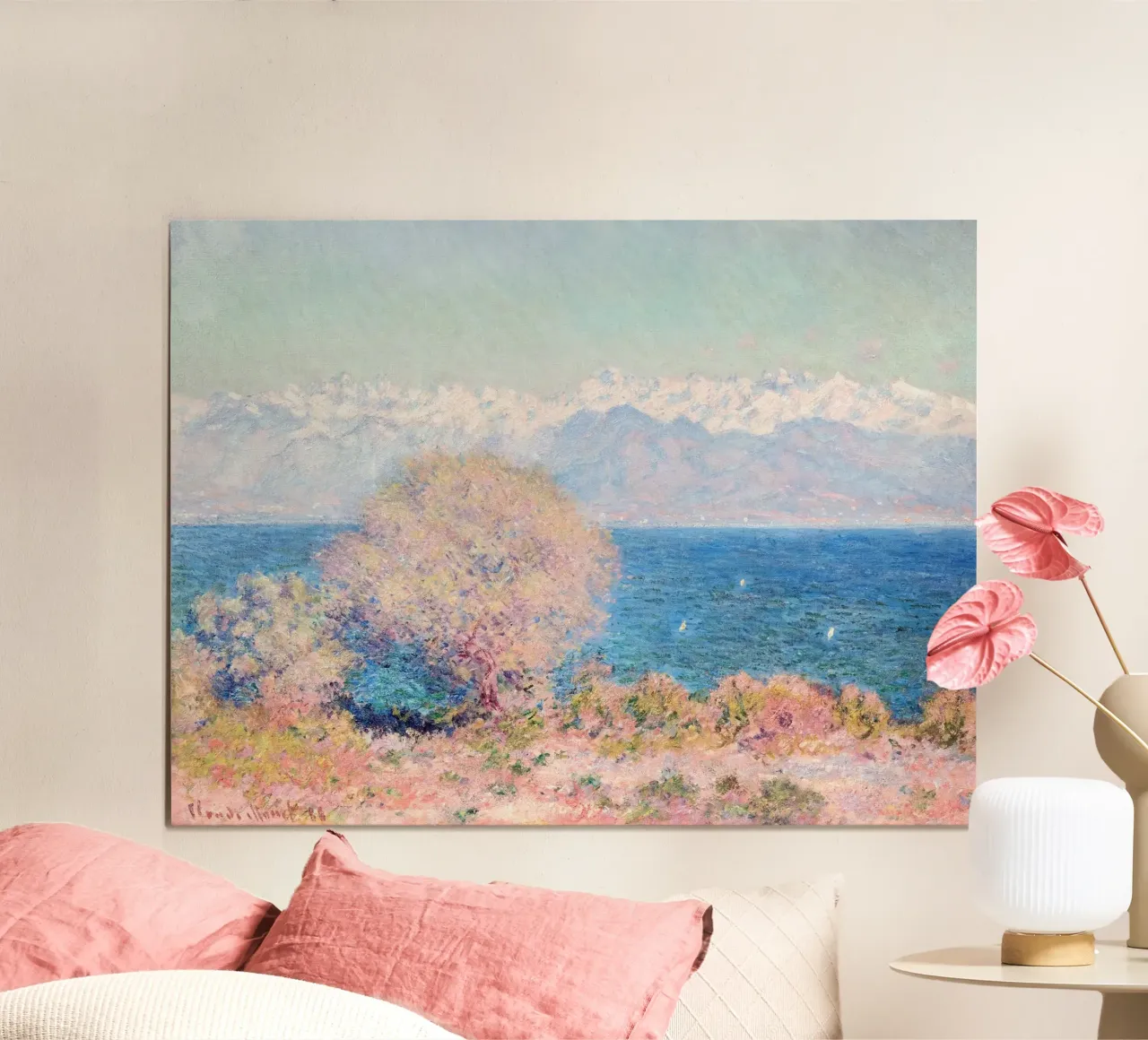 View of Cap d'Antibes Claude Monet poster con telaio in legno da apoloprints