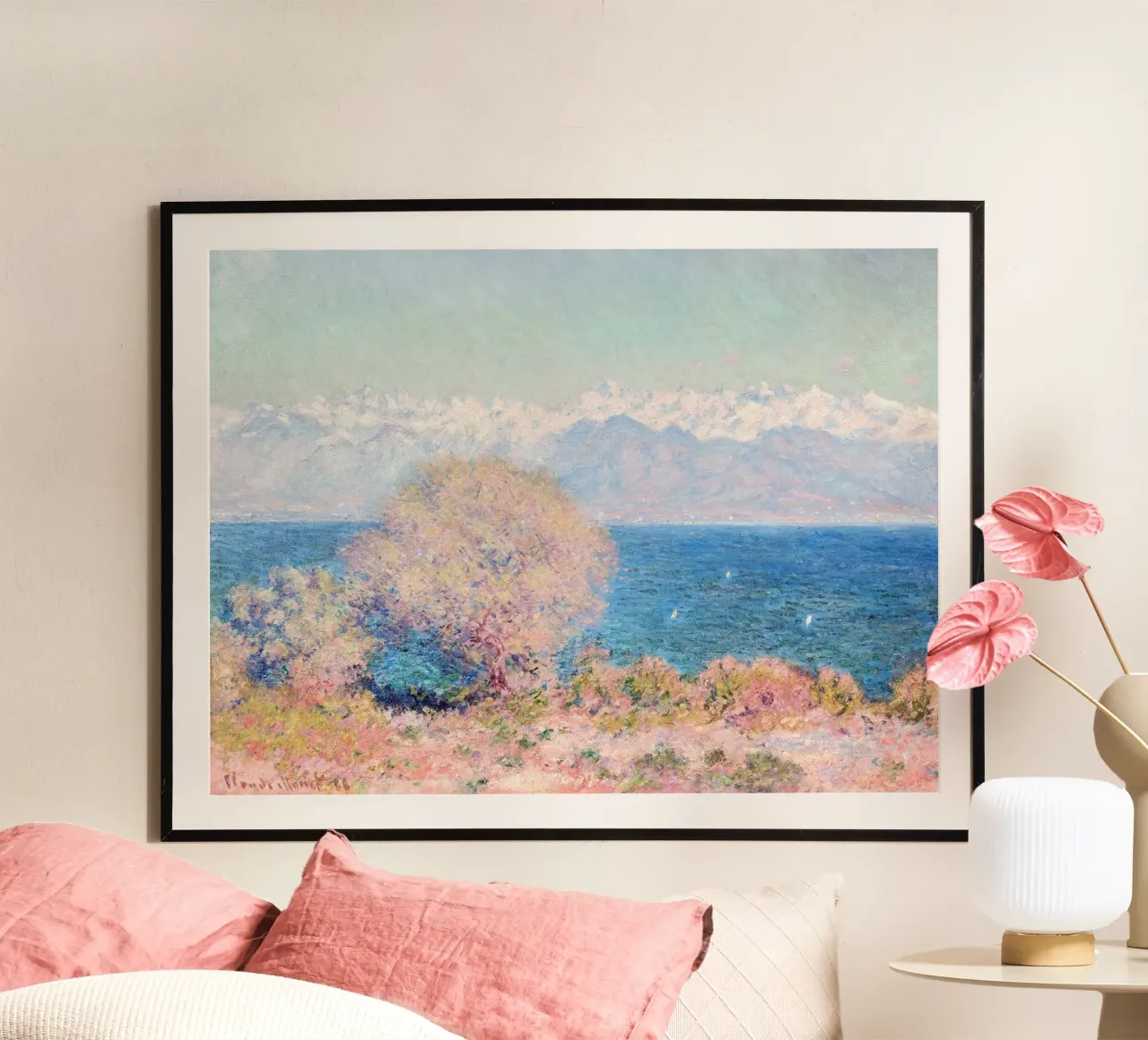 View of Cap d'Antibes Claude Monet poster con telaio in legno da apoloprints