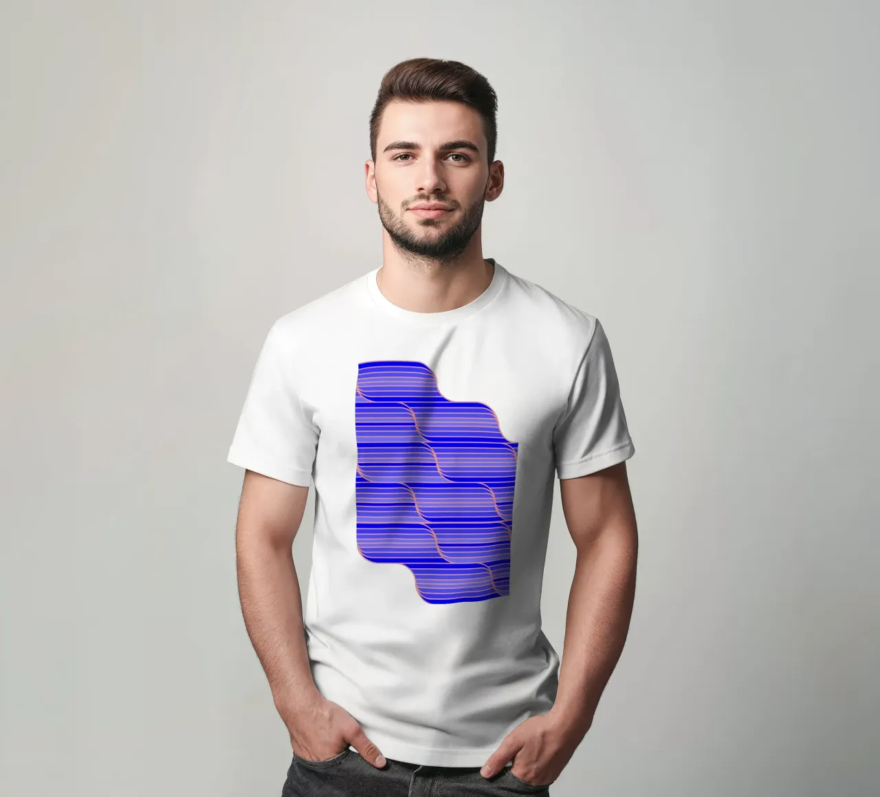 Geo Stripes blu cobalto t-shirt da SilverPegasus