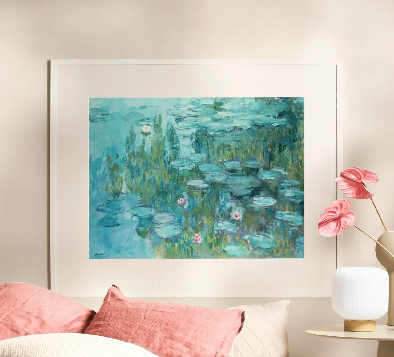 Monet Water Lilies (c. 1915) poster con telaio in legno da apoloprints