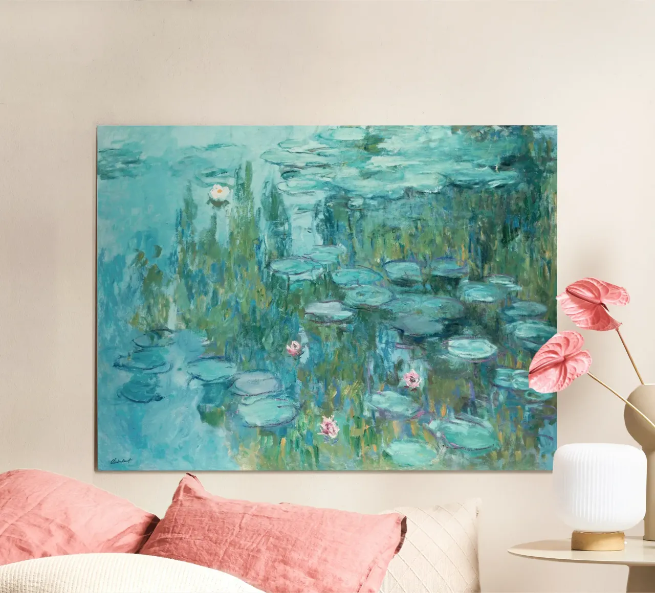Monet Water Lilies (c. 1915) poster con telaio in legno da apoloprints