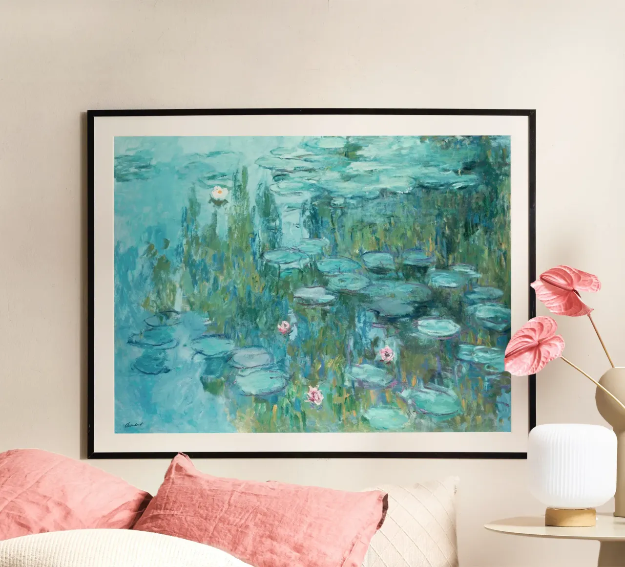 Monet Water Lilies (c. 1915) poster con telaio in legno da apoloprints