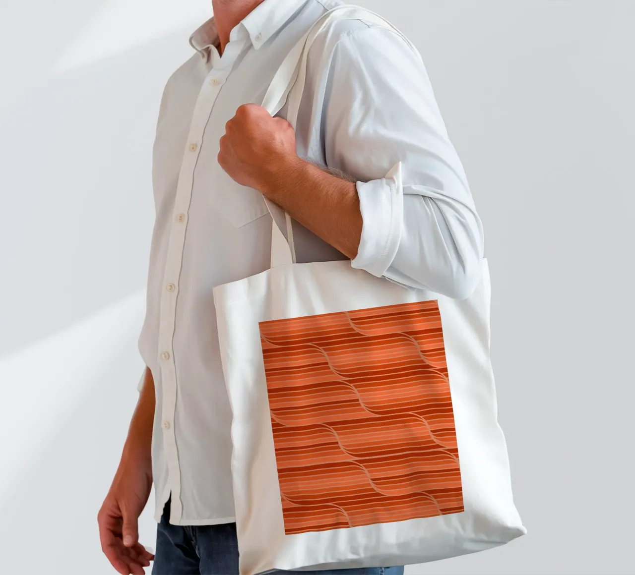 Strisce Geo Arancione Ruggine borsa in juta da SilverPegasus