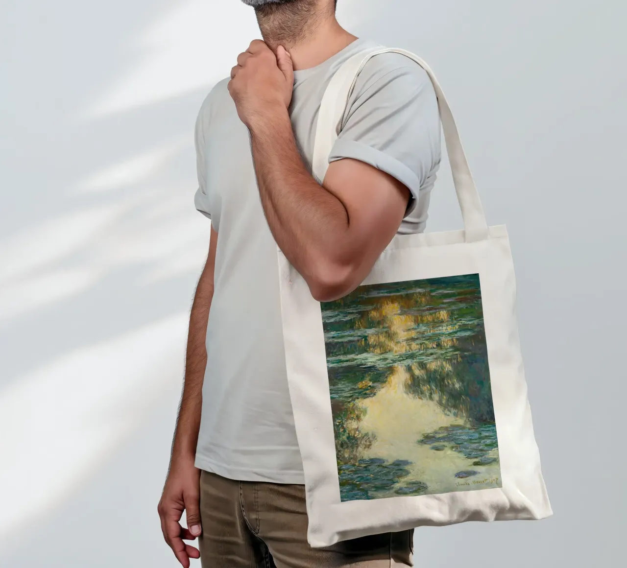 Monet Water Lilies 1907 borsa in juta da apoloprints