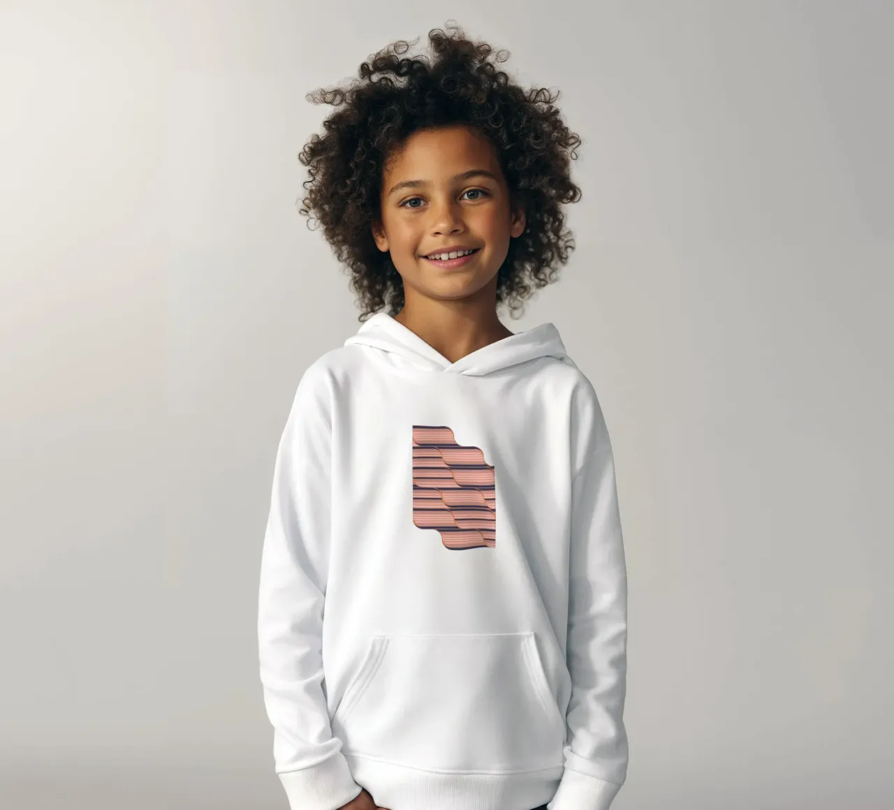 Strisce Geo Navy e Neutro felpa bambino con cappuccio da SilverPegasus