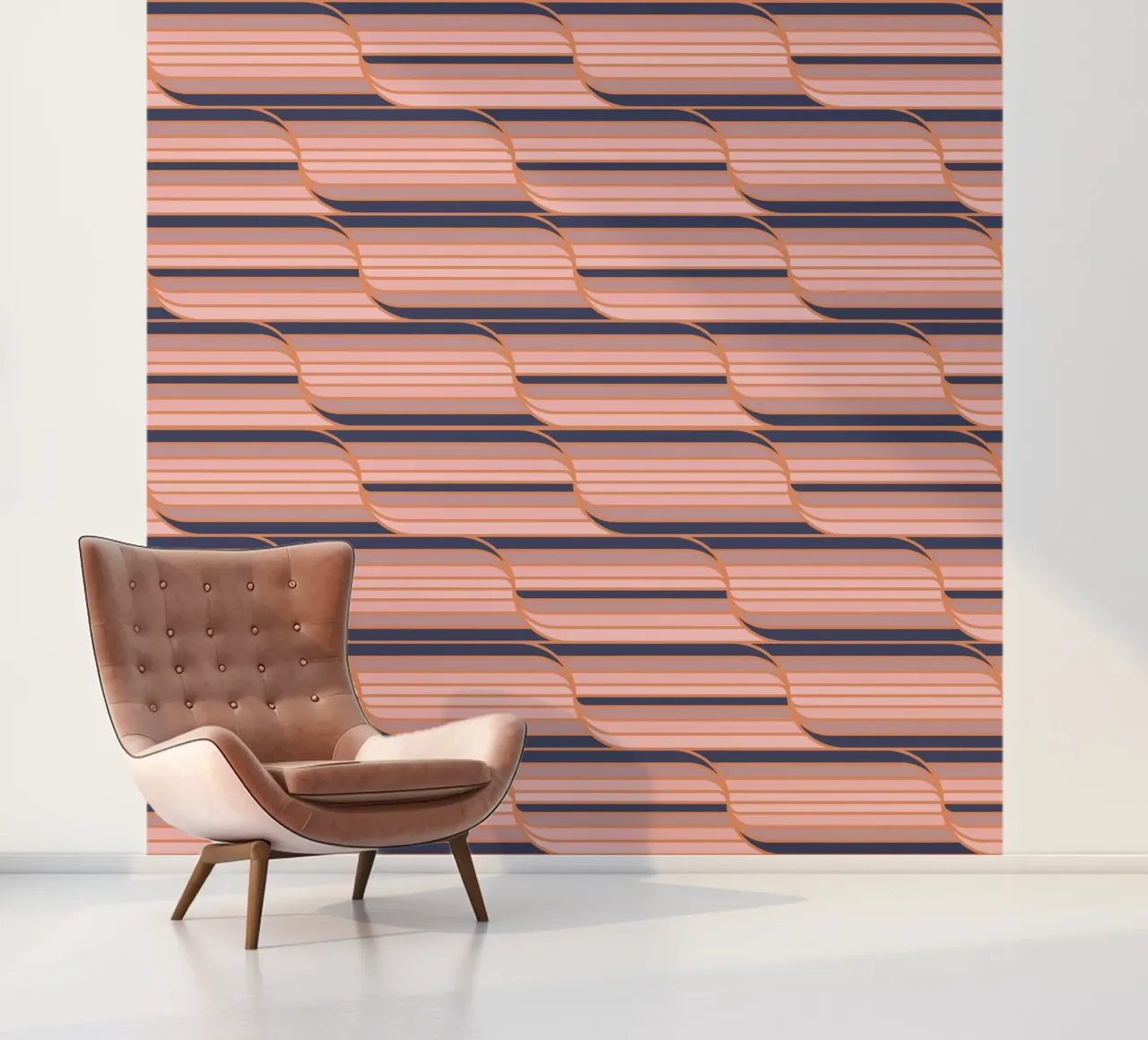 Geo Stripes Navy & Neutral photo wallpaper by SilverPegasus