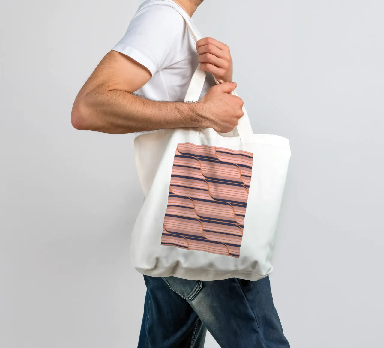 Strisce Geo Navy e Neutro borsa in juta da SilverPegasus
