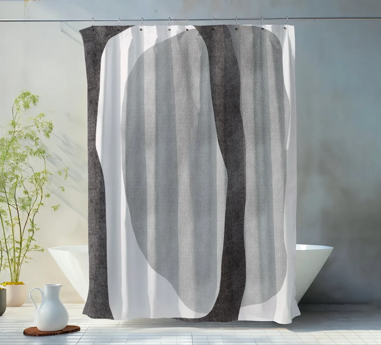 Black bold abstract 09 shower curtain by Little Dean