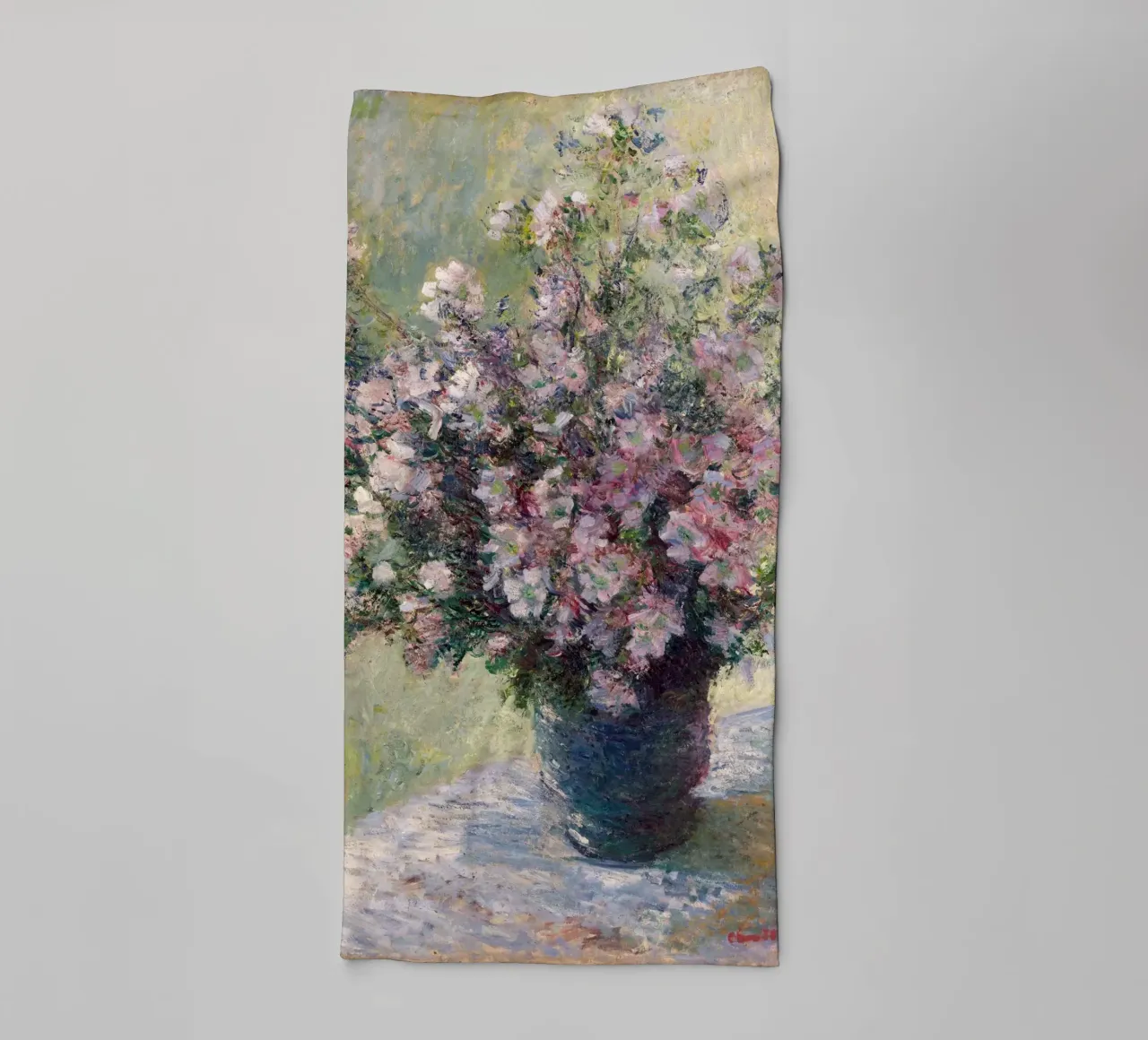 Monet - Vase of Flowers 1881 towel by apoloprints