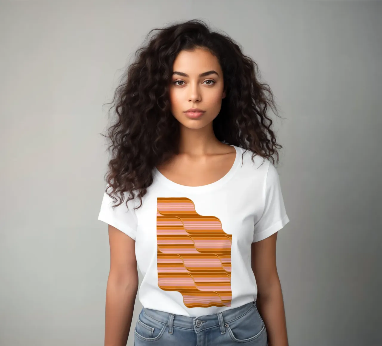 Geo Stripes Butterscotch women's fitted t-shirt by SilverPegasus