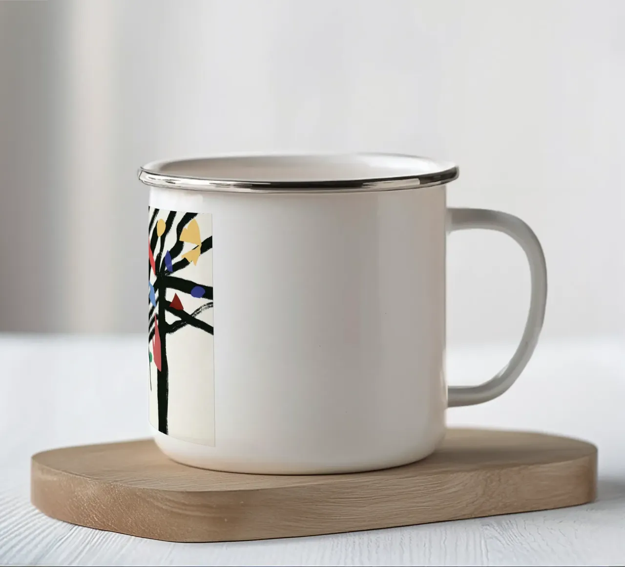 Foglie e rami astratti 02 tazza in smalto da Little Dean