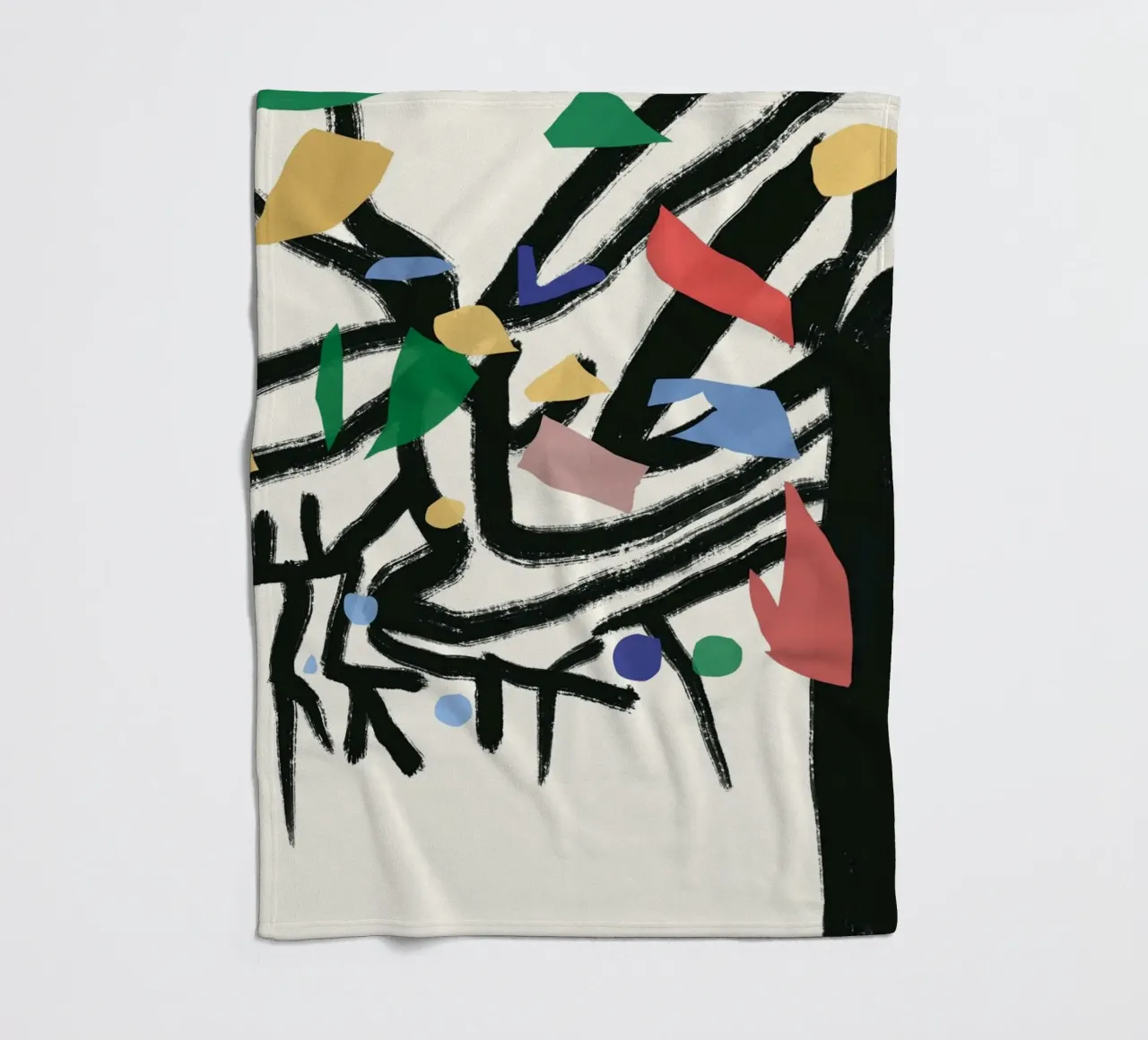 Abstract leaves and branches 02 fleece blanket by Little Dean