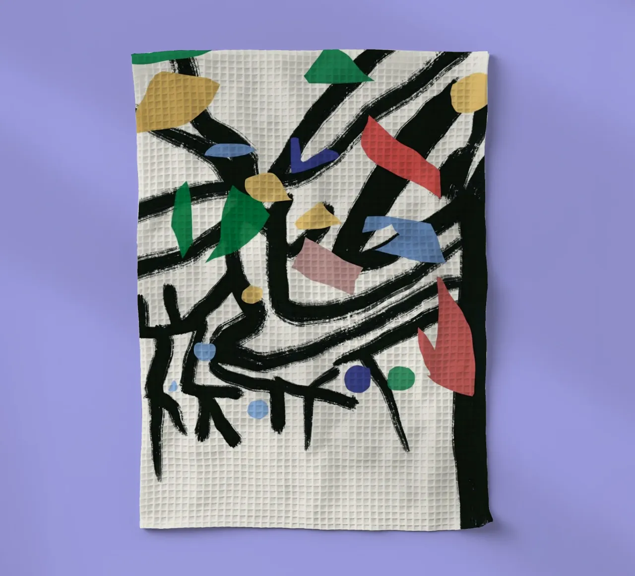 Abstract leaves and branches 02 tea towel by Little Dean