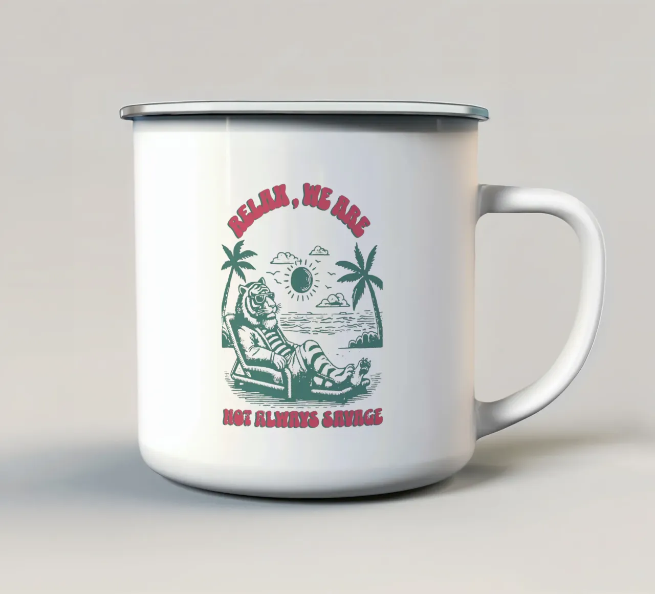 Relax We are not always savage enamel mug by Gunawan Rb