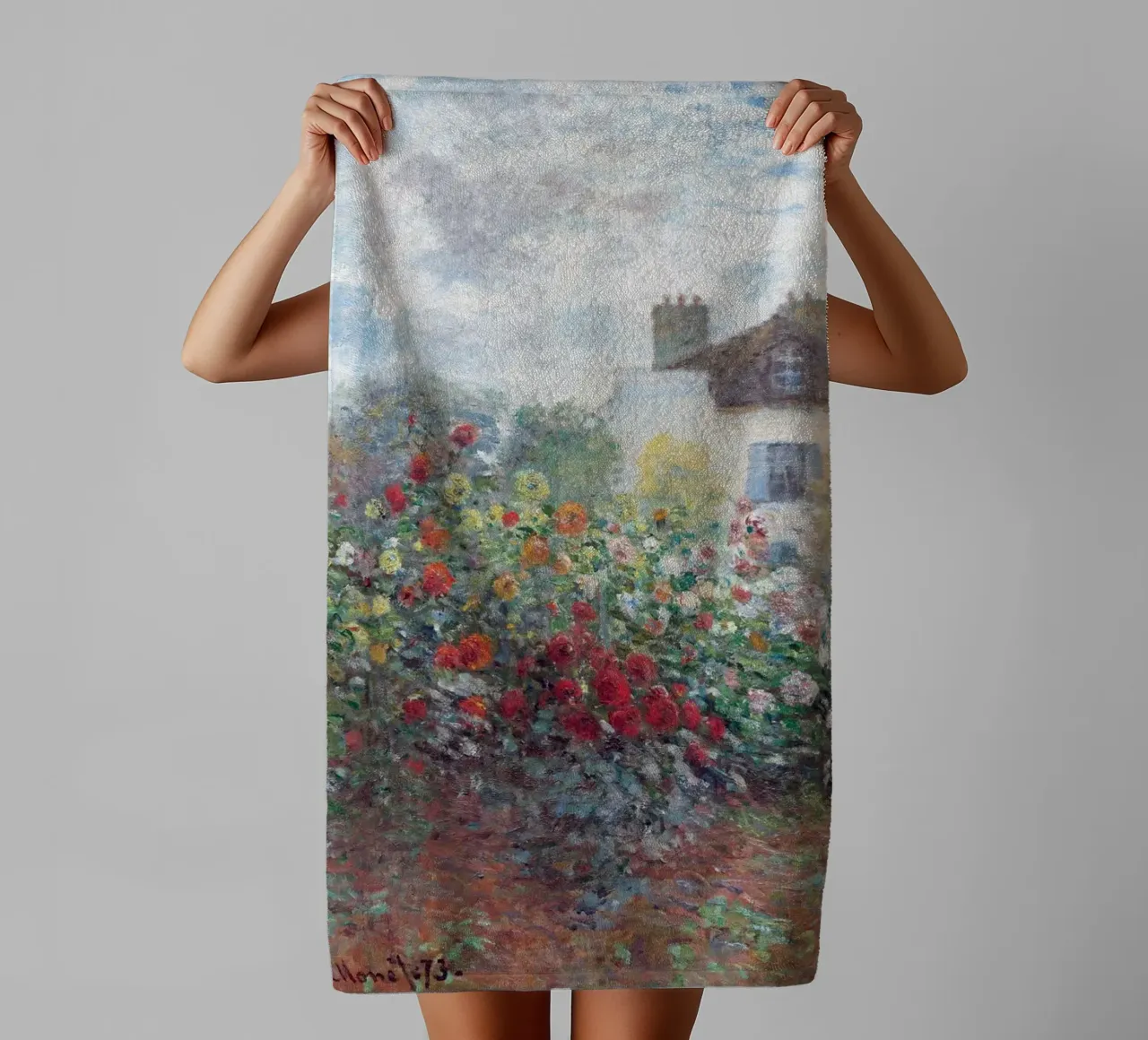 Monet - The Artist's Garden in Argenteuil asciugamano da bagno da apoloprints