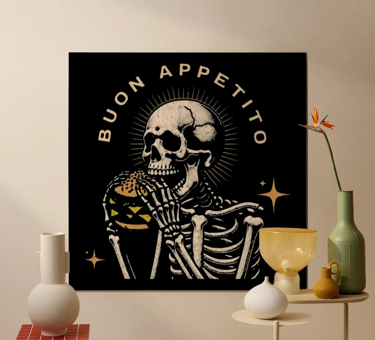 Genießen Sie Ihr Essen Poster mit Kunststoffrahmen von Gunawan Rb