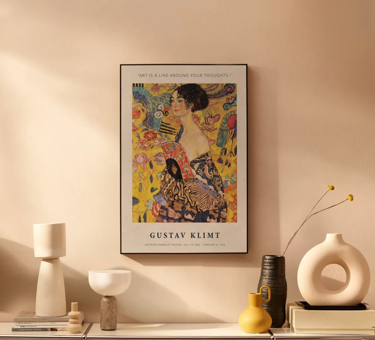 Art is a Line around Your Thoughts print by Gustav Klimt acryl van Super Art