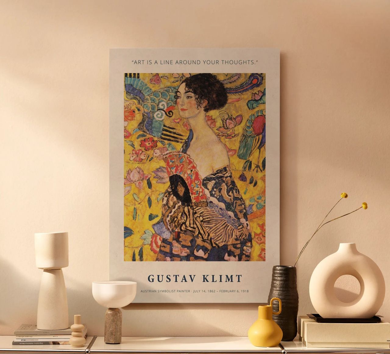 Art is a Line around Your Thoughts print by Gustav Klimt Alu-Dibond von Super Art