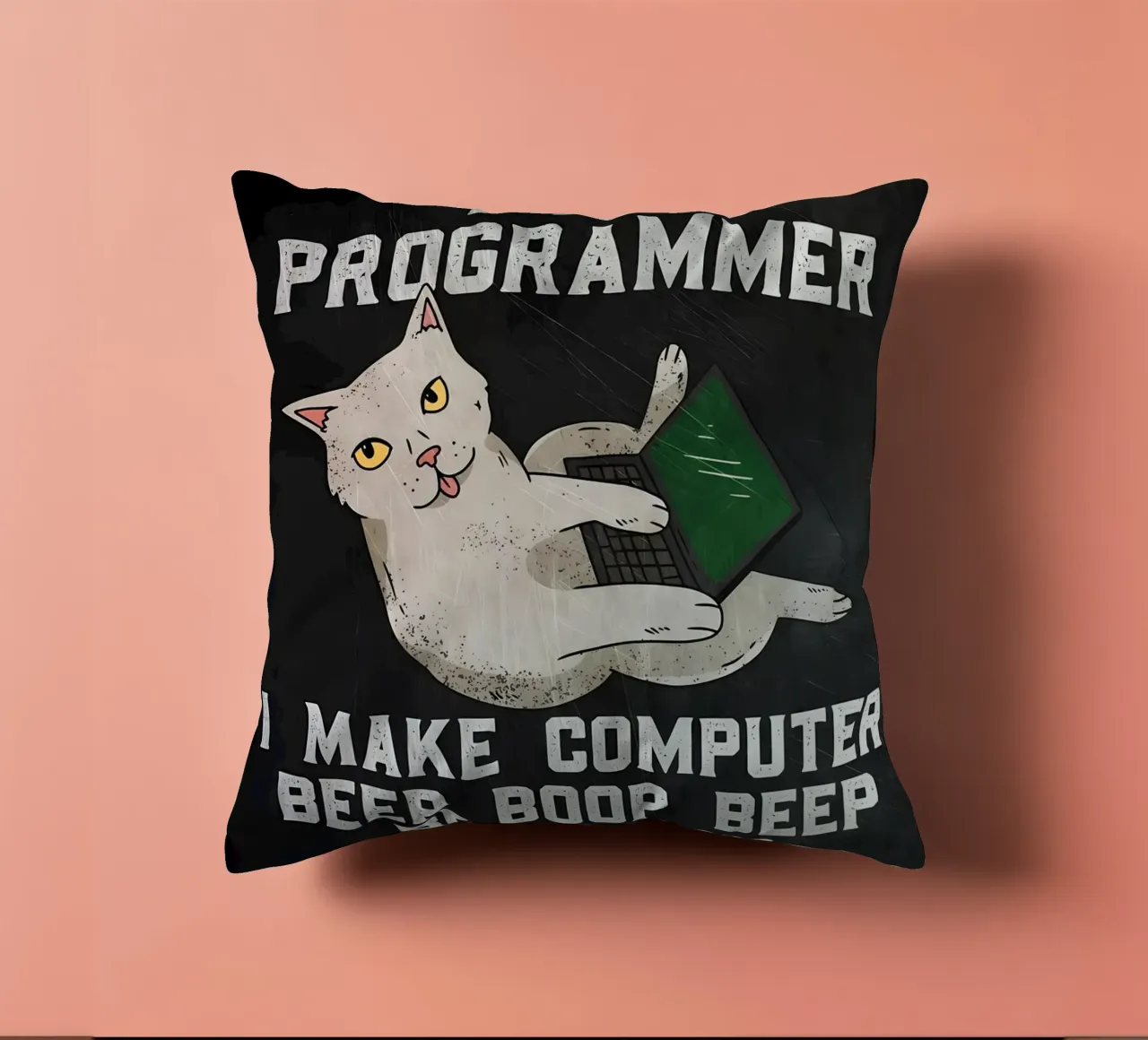 Katze Laptop Computer Text Humor Tier Technologie Cartoon Mem Kissen von Ashish Kashyap