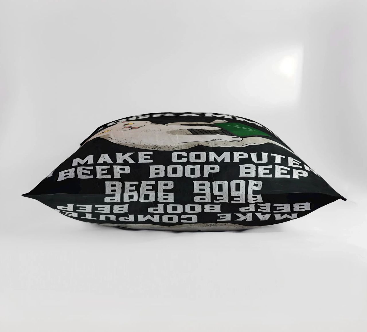 gatto computer portatile testo umorismo animale tecnologia cartone animato mem cuscino da Ashish Kashyap
