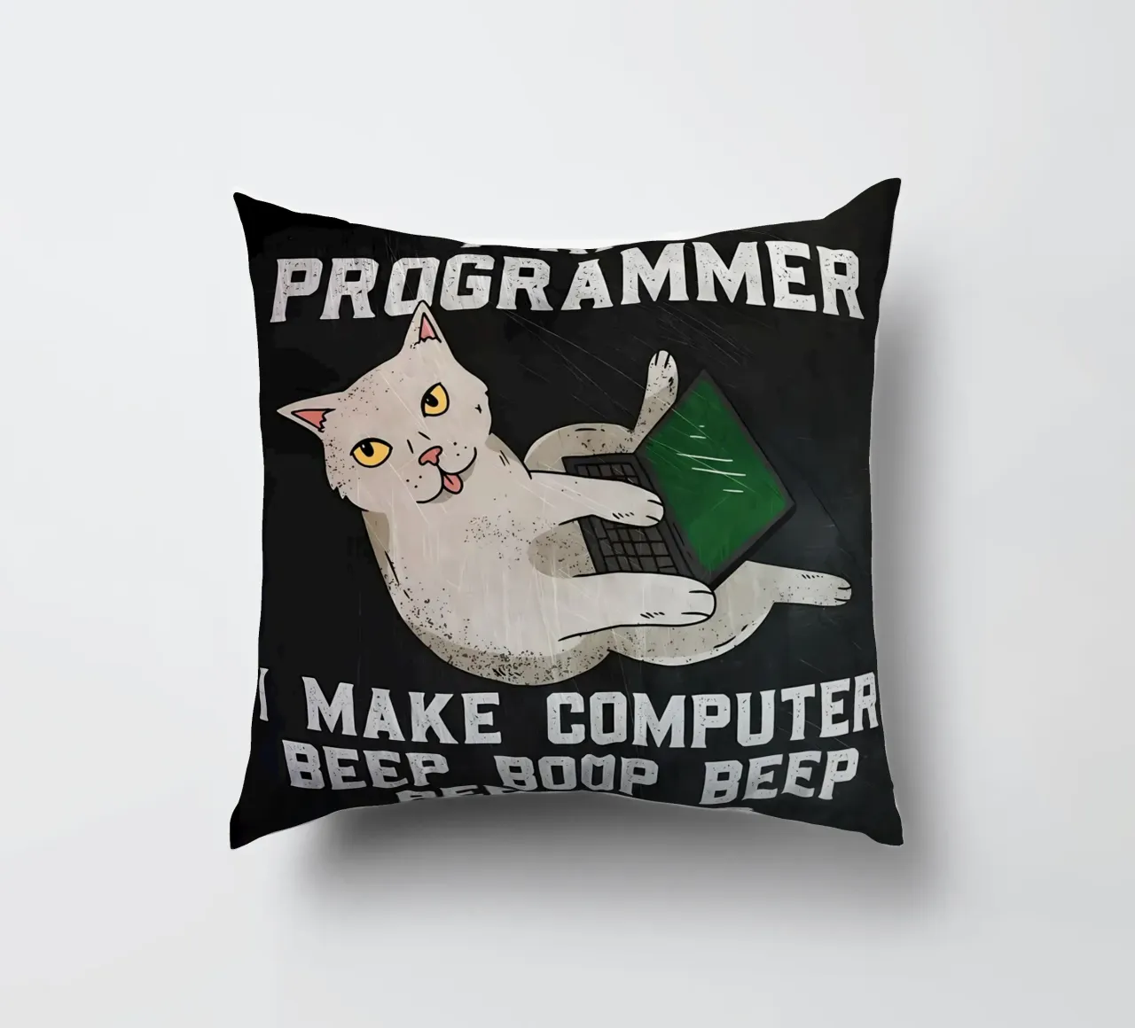 Katze Laptop Computer Text Humor Tier Technologie Cartoon Mem Kissen von Ashish Kashyap