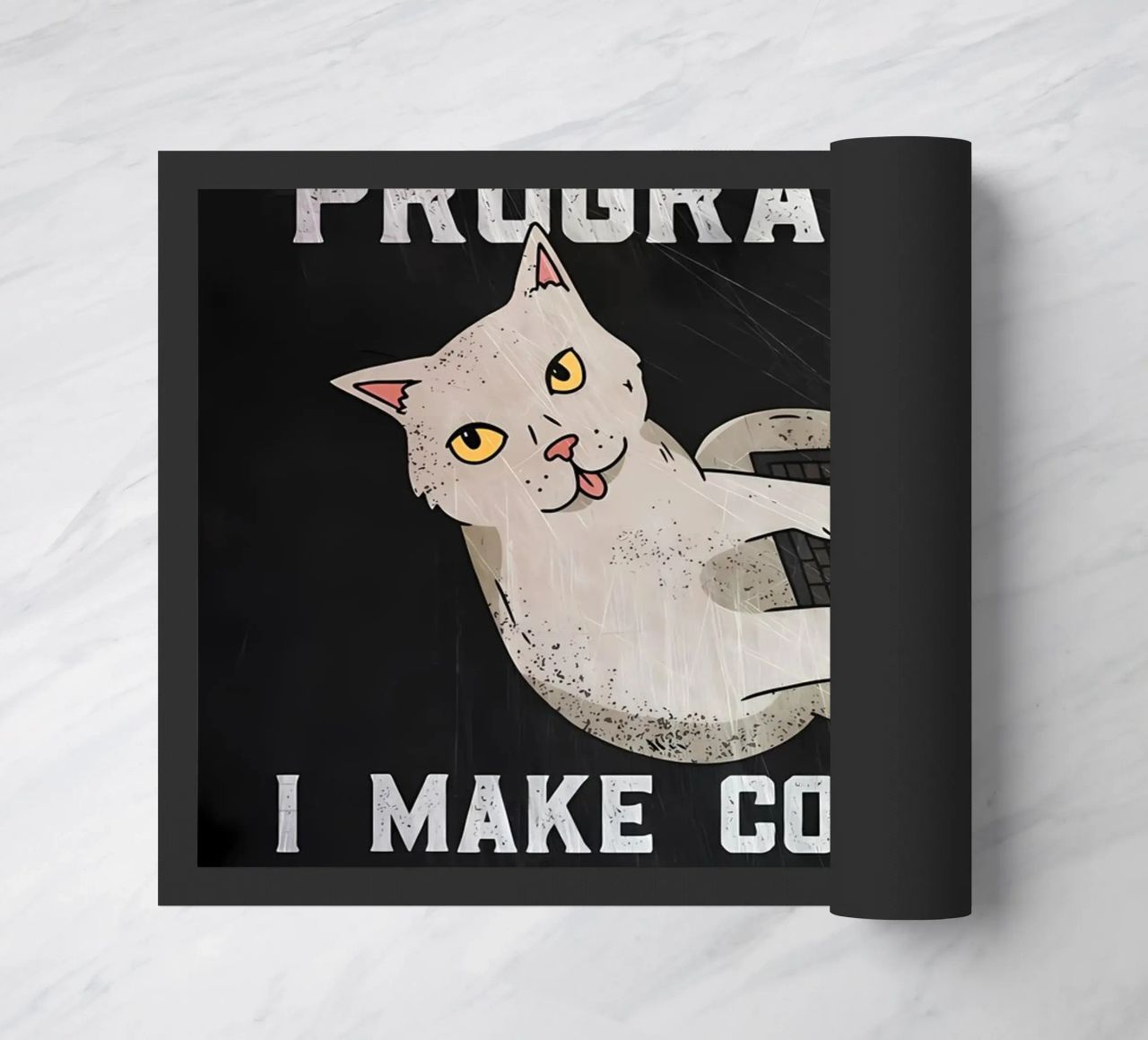 gatto computer portatile testo umorismo animale tecnologia cartone animato mem zerbino da Ashish Kashyap