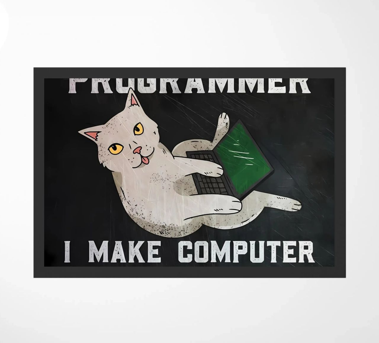 gatto computer portatile testo umorismo animale tecnologia cartone animato mem zerbino da Ashish Kashyap
