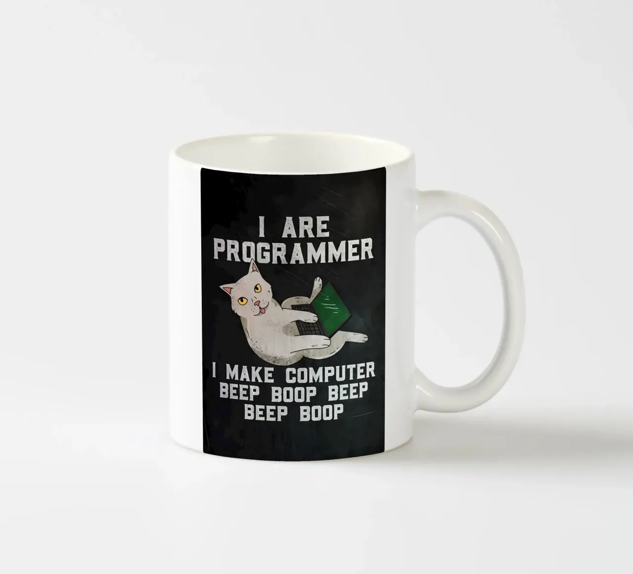 gatto computer portatile testo umorismo animale tecnologia cartone animato mem tazza in ceramica da Ashish Kashyap
