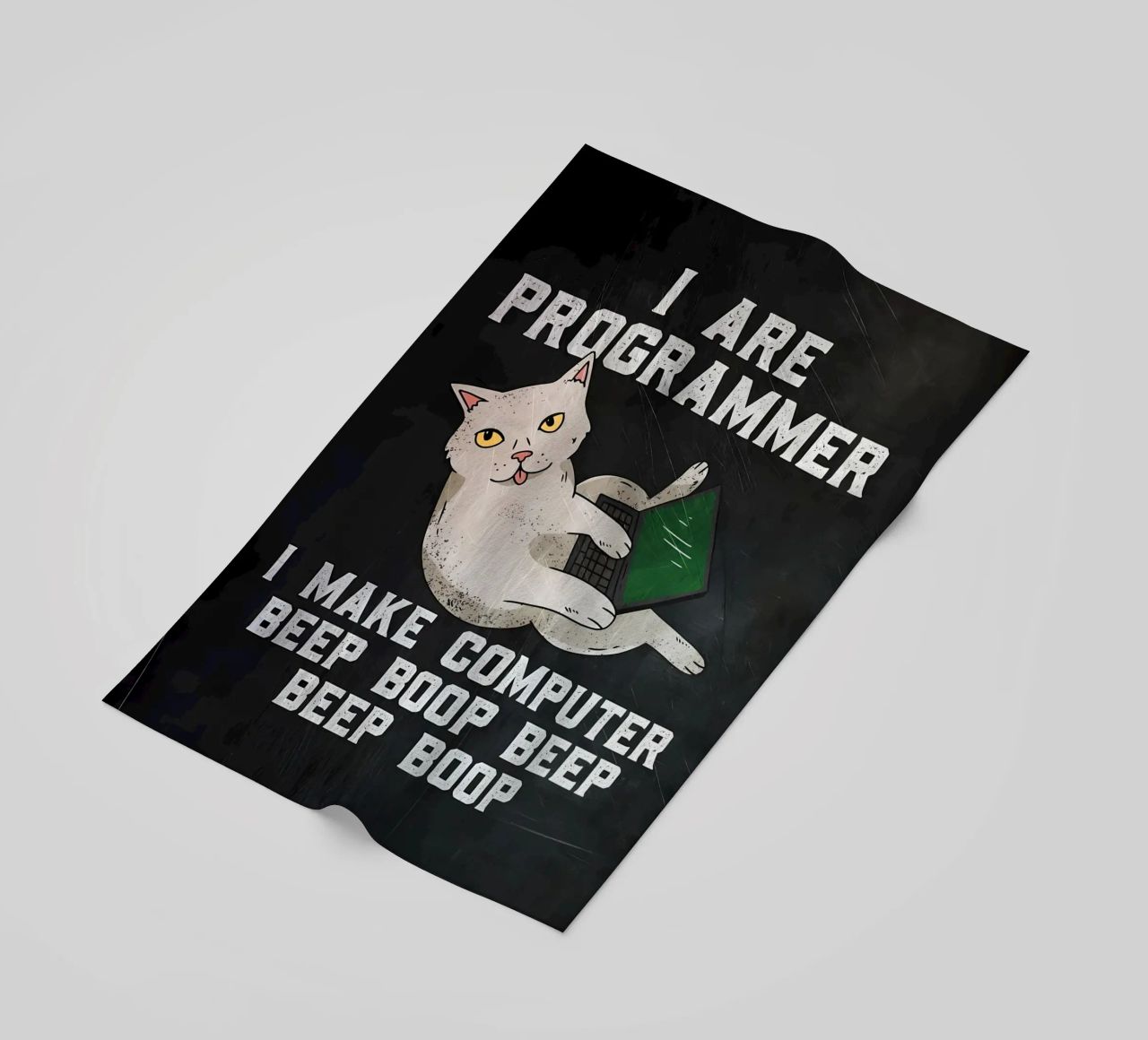 gatto computer portatile testo umorismo animale tecnologia cartone animato mem telo mare da Ashish Kashyap