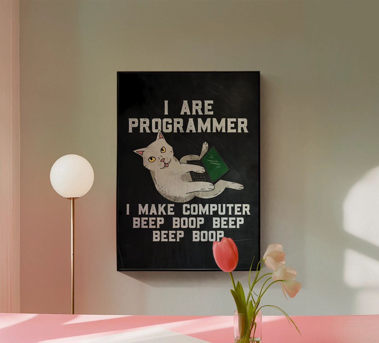 gatto computer portatile testo umorismo animale tecnologia cartone animato mem plexiglass da Ashish Kashyap