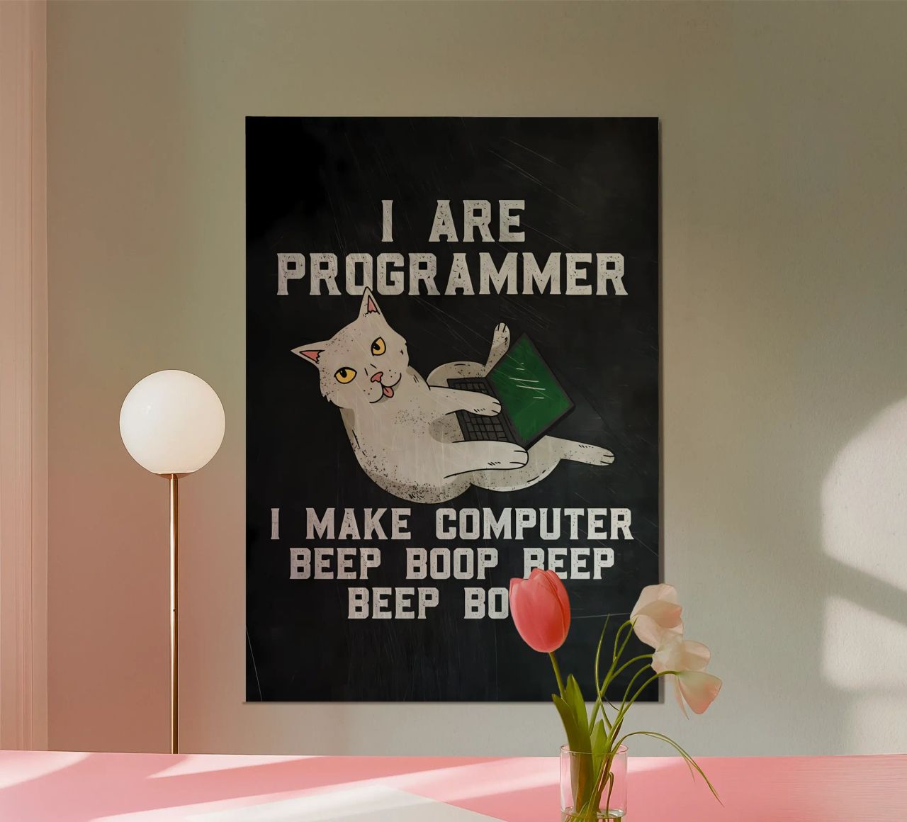 gatto computer portatile testo umorismo animale tecnologia cartone animato mem alluminio dibond da Ashish Kashyap