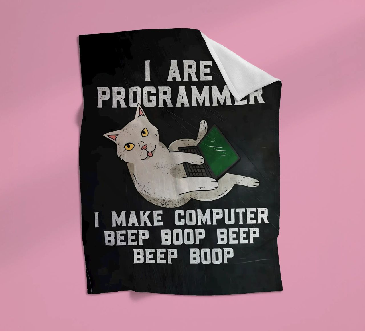 gatto computer portatile testo umorismo animale tecnologia cartone animato mem coperta in pile da Ashish Kashyap