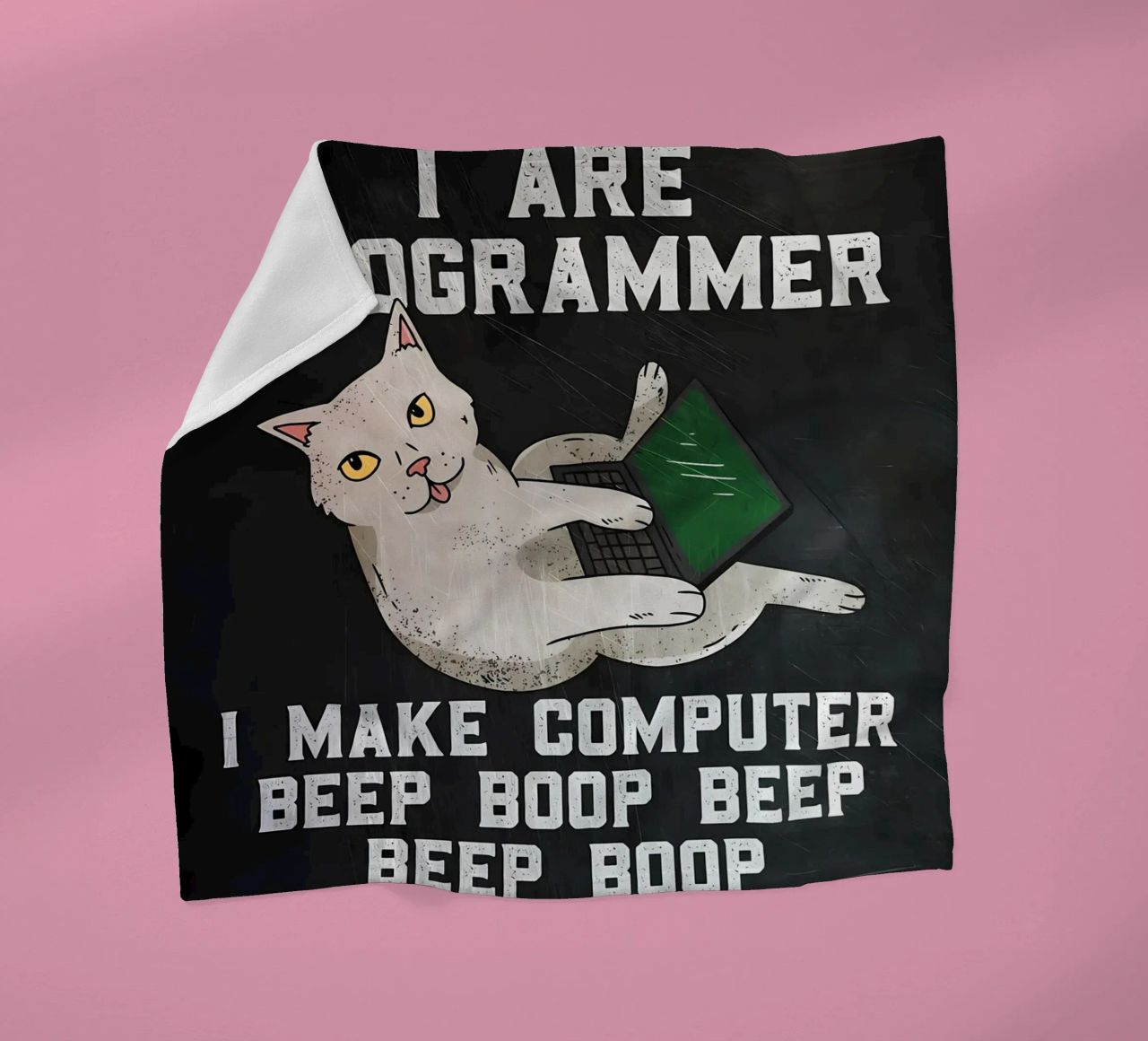 gatto computer portatile testo umorismo animale tecnologia cartone animato mem coperta in pile da Ashish Kashyap