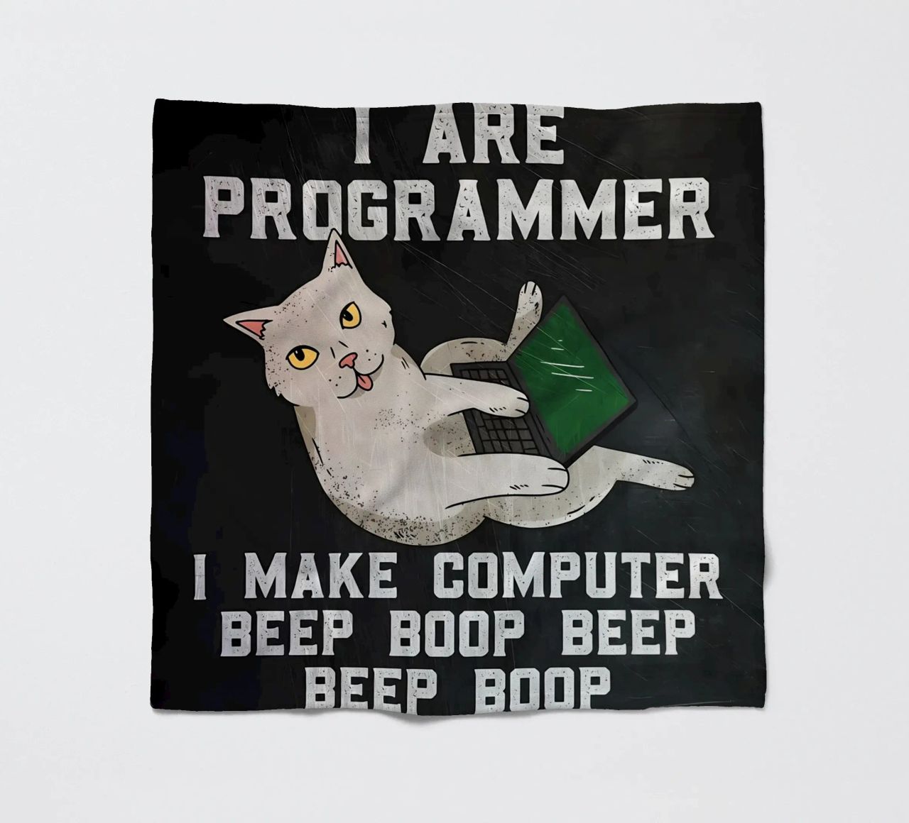 gatto computer portatile testo umorismo animale tecnologia cartone animato mem coperta in pile da Ashish Kashyap