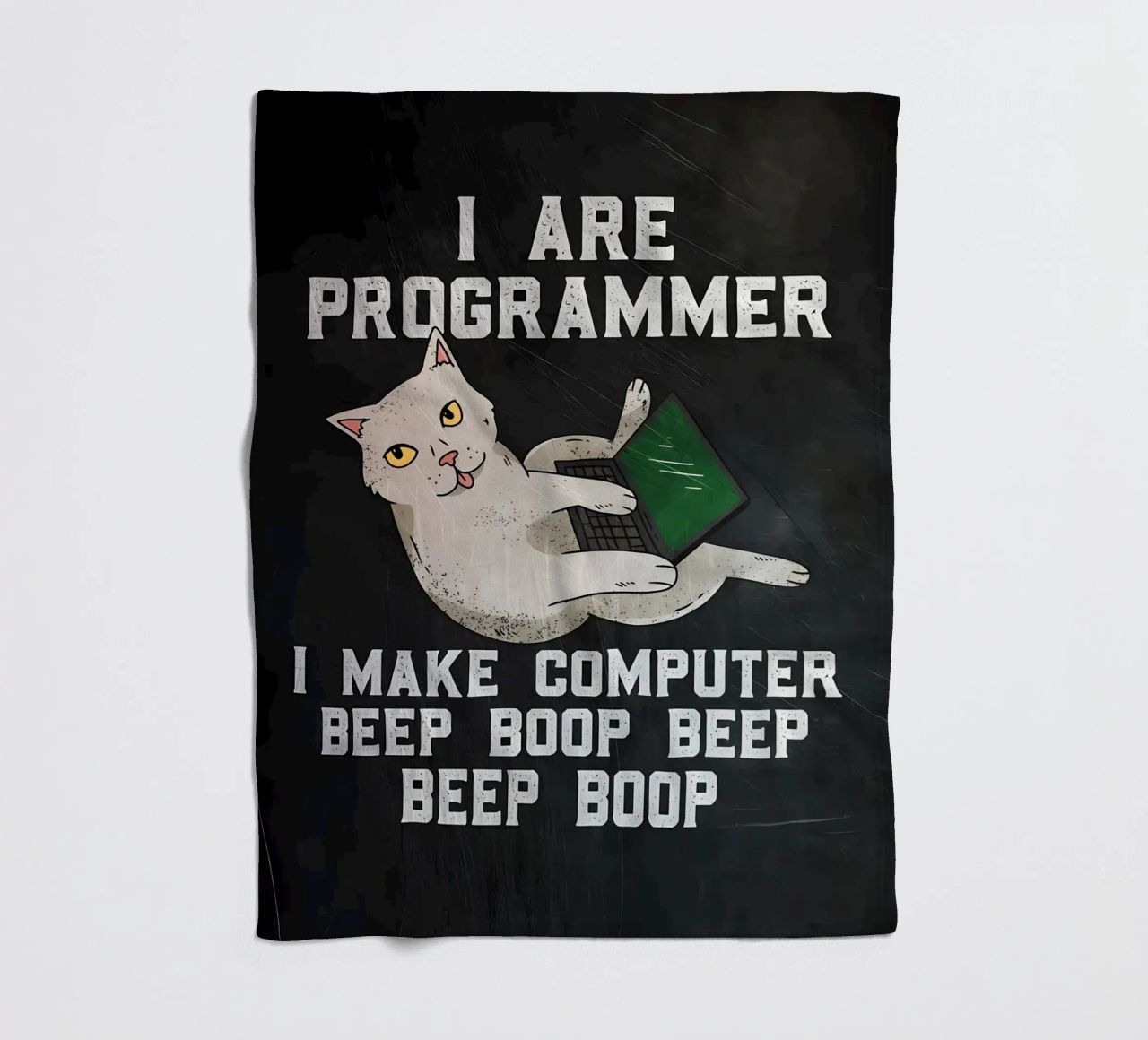 gatto computer portatile testo umorismo animale tecnologia cartone animato mem coperta in pile da Ashish Kashyap