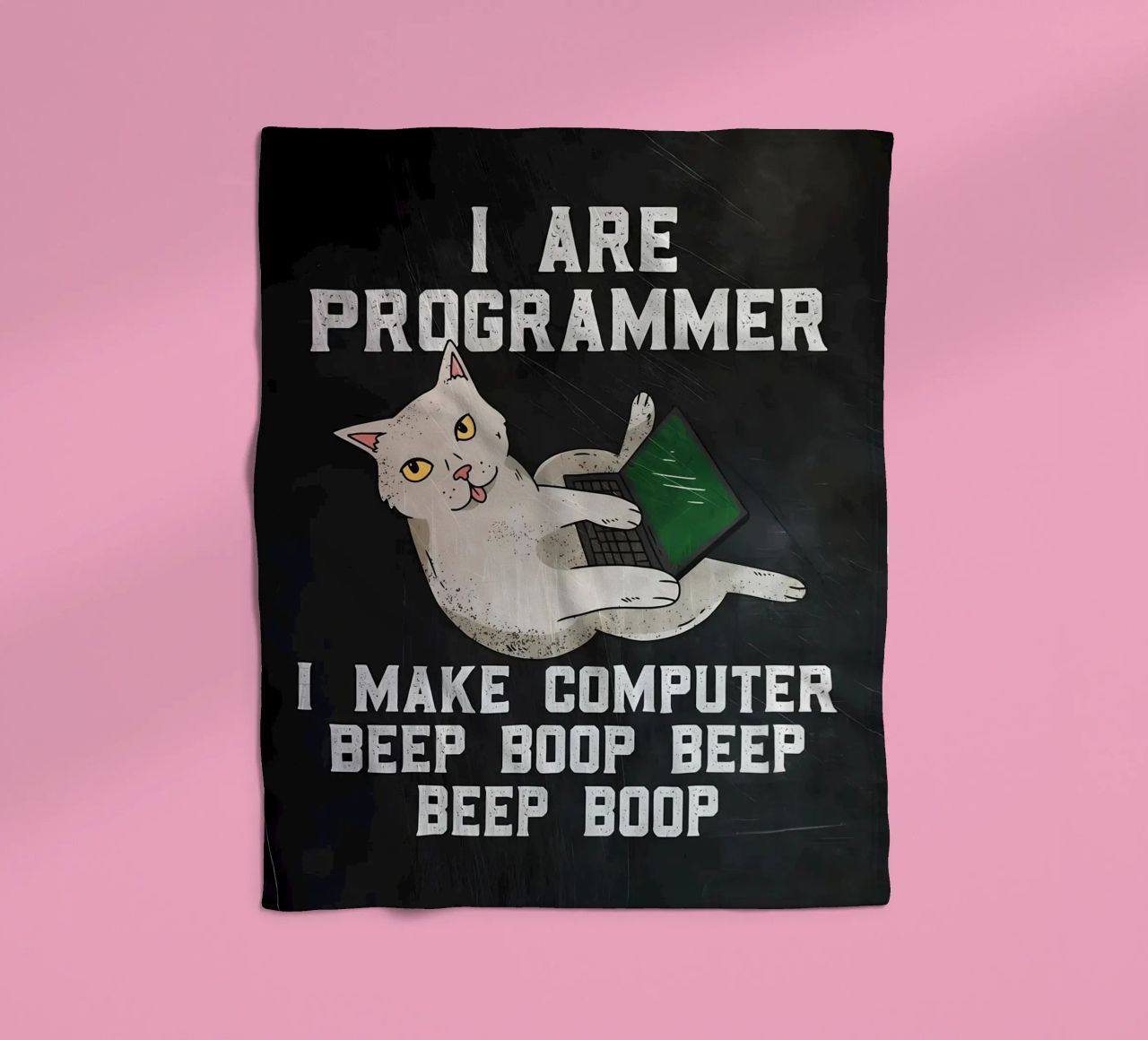 gatto computer portatile testo umorismo animale tecnologia cartone animato mem coperta in pile da Ashish Kashyap