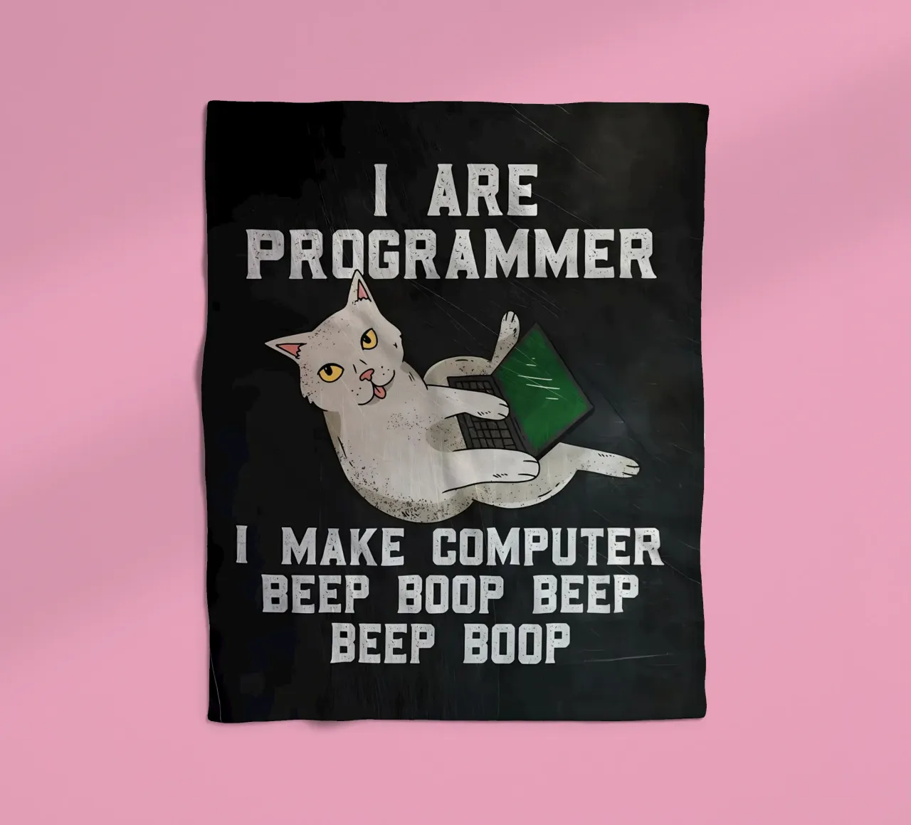 gato ordenador portátil texto humor animal tecnología dibujos animados mem manta de franela de Ashish Kashyap