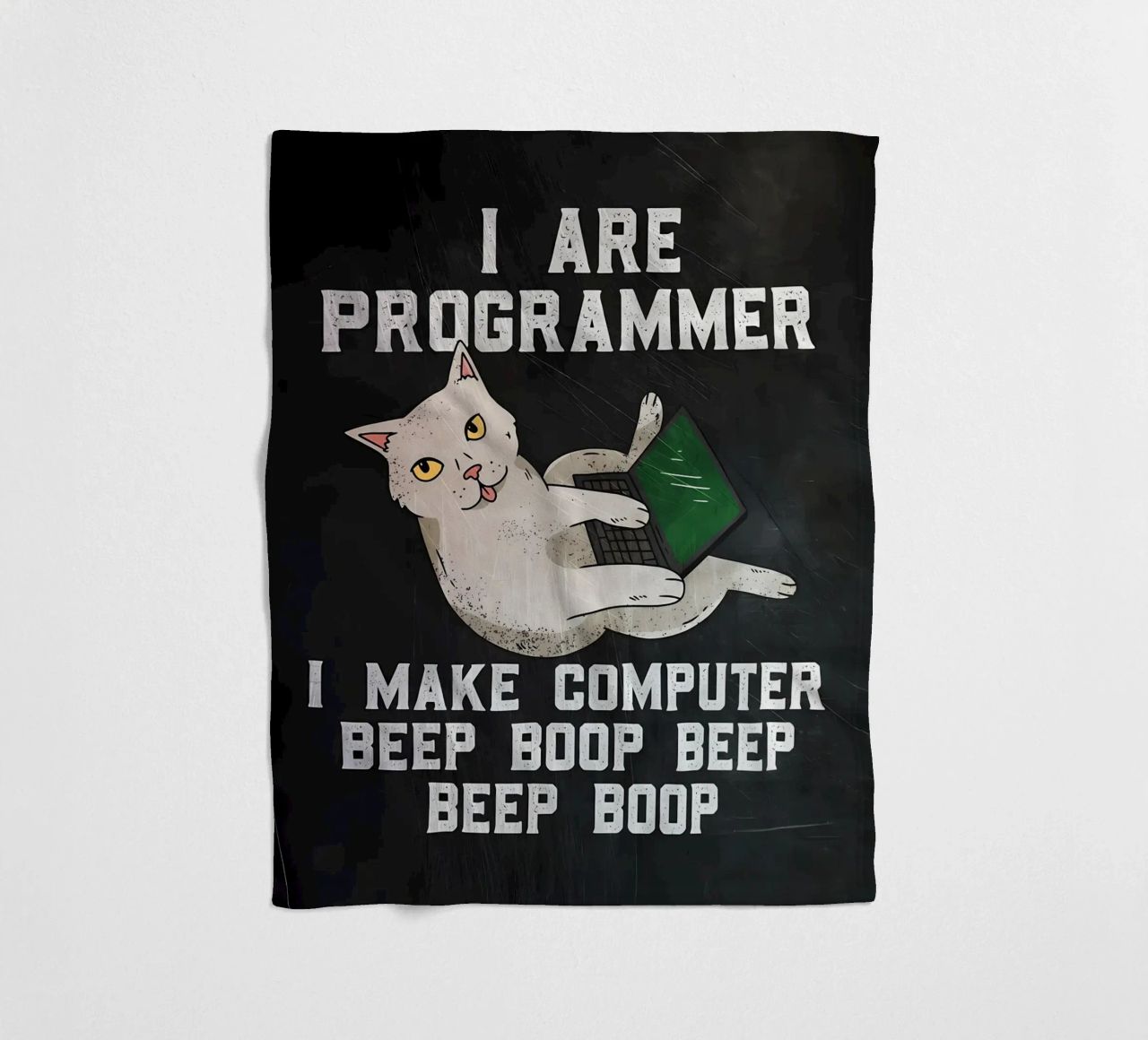 gatto computer portatile testo umorismo animale tecnologia cartone animato mem coperta in pile da Ashish Kashyap