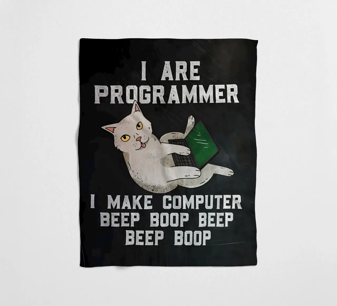 gato ordenador portátil texto humor animal tecnología dibujos animados mem manta de franela de Ashish Kashyap