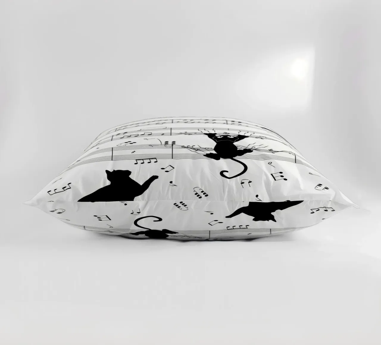 cat musical notes sheet music musical score musical notation decorative cushion by Ashish Kashyap