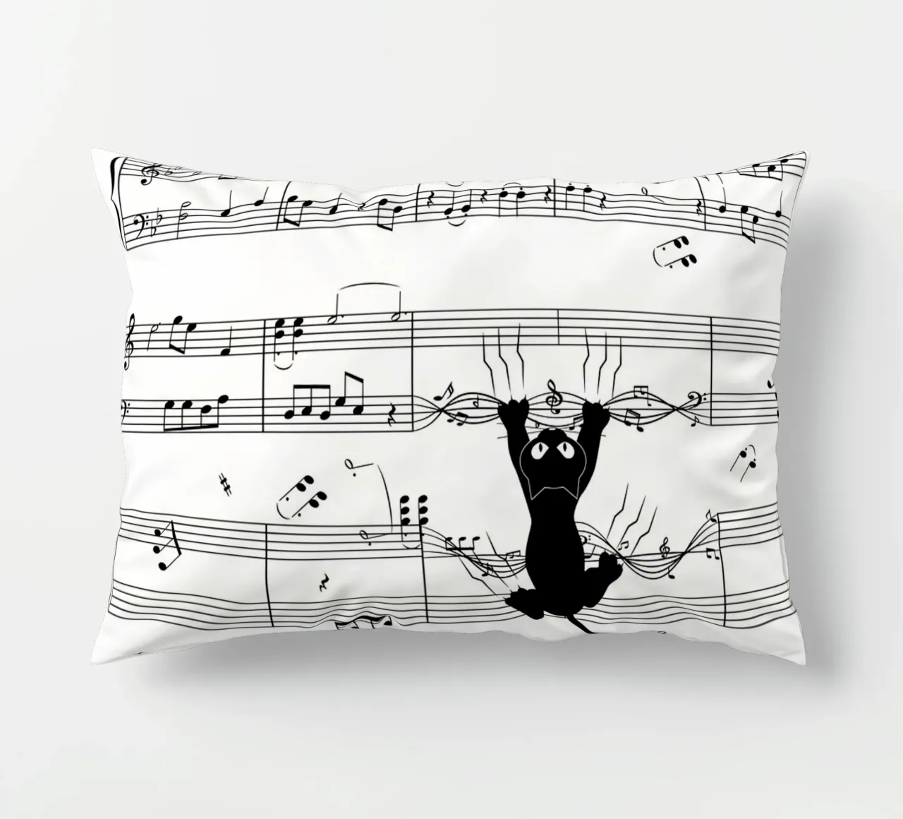 cat musical notes sheet music musical score musical notation decorative cushion by Ashish Kashyap