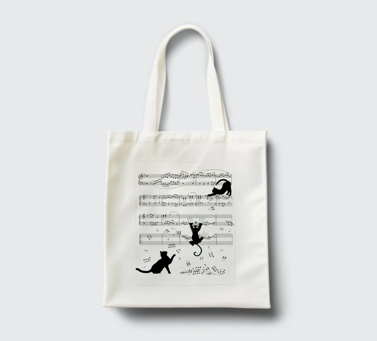 cat musical notes sheet music musical score musical notation tote bag by Ashish Kashyap