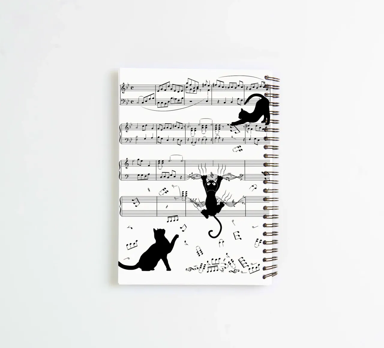 cat musical notes sheet music musical score musical notation spiral notebook by Ashish Kashyap