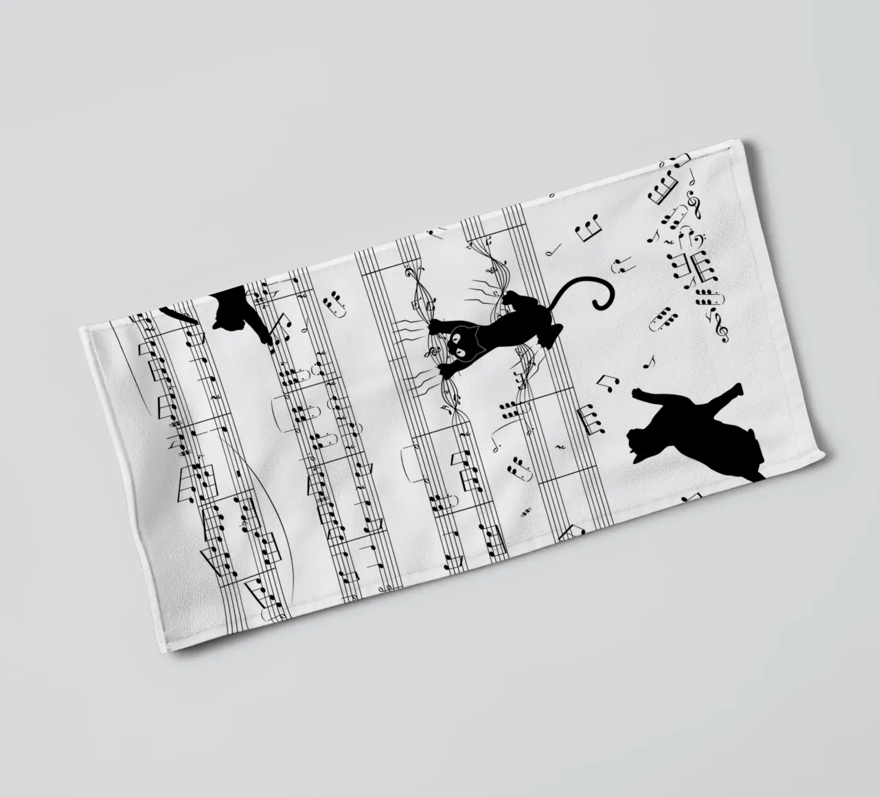 chat notes musicales feuille de musique partition musicale notation musicale serviette de bain de Ashish Kashyap